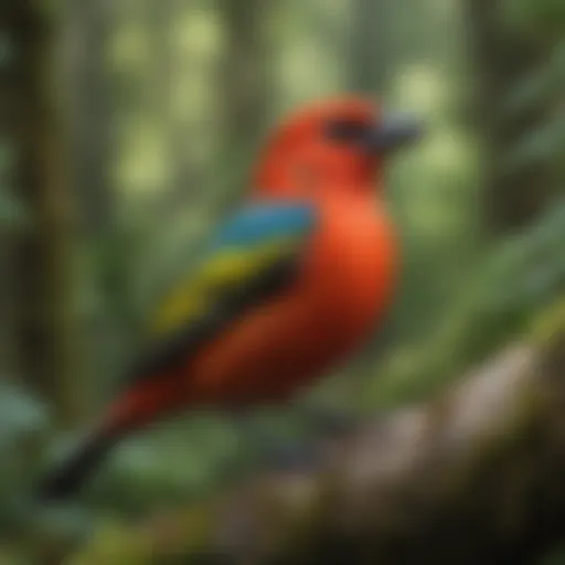 Colorful Tanager in Tropical Rainforest