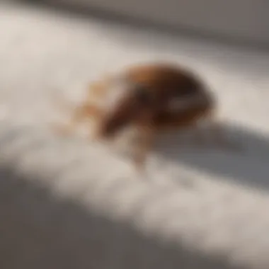 Illustration showcasing a bed bug hiding in a mattress crevice