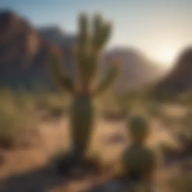 Nopales Cactus in a Desert Landscape Nopales cactus plant in a desert landscape