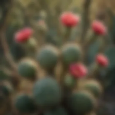 Prickly pear on a nopales cactus plant