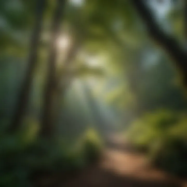 Majestic tree canopy casting shadows on the Twin Falls trail