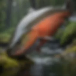 Majestic Coho Salmon Swimming in Northwestern River