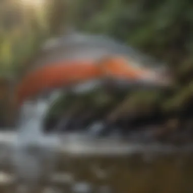 Graceful Steelhead Trout Leaping in Northwestern Rapids