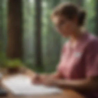 Examination of Resumes by Nurse Recruiter Nurse recruiter reviewing resumes