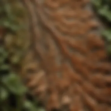 Detailed close-up of oak leaf veins