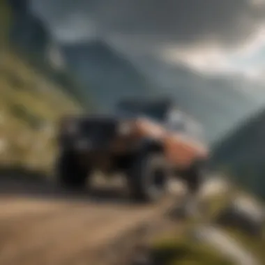 Conquering the Heights 4x4 vehicle conquering steep mountain pass