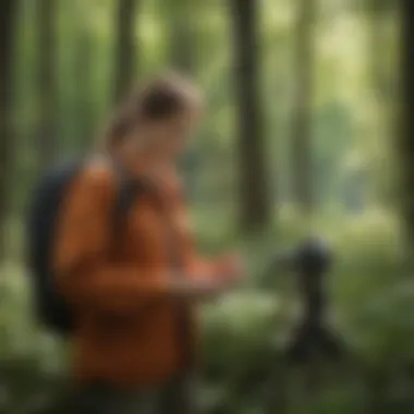 Conservationist conducting field research in Ohio State Park