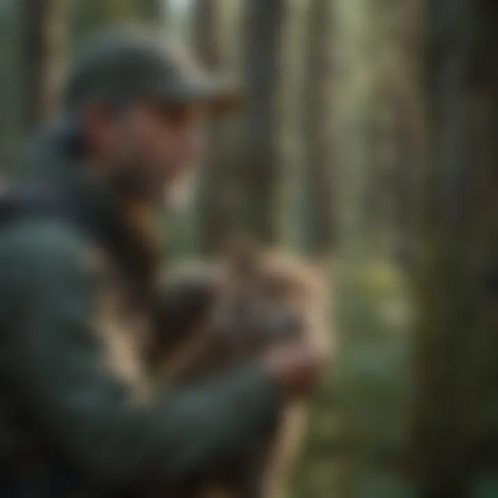 Professional conducting wildlife research