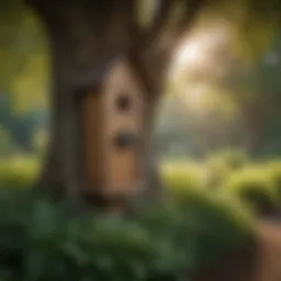 A well-placed bat house in a serene garden setting.