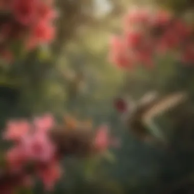 Floral Retreat for Hummingbirds Hummingbird Nest in a Blossoming Tree