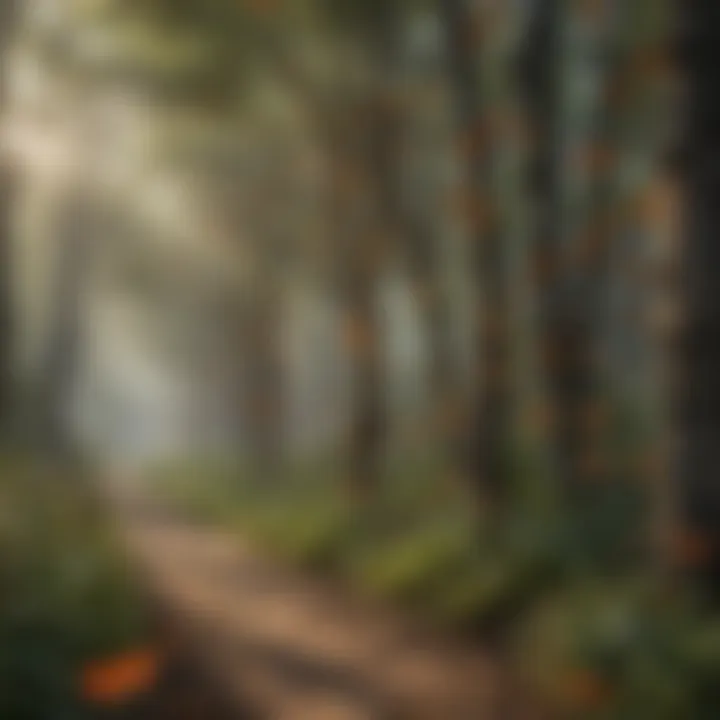 A breathtaking landscape showcasing the migration path of monarch butterflies