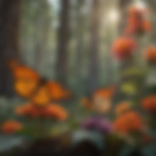 Monarch butterflies resting on a vibrant flower in their natural habitat