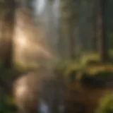 Majestic forest landscape at sunrise