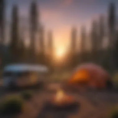 Tranquil Sunset Over Oregon Campsite Majestic Oregon Campsite at Sunset