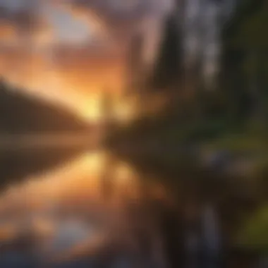 Nature's Serenity: Sunset Reflections Sunset over a tranquil lake