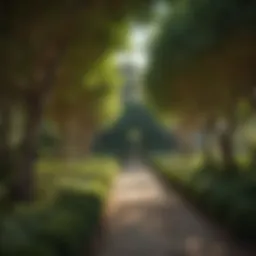 A beautifully landscaped garden with tall hedges as a sound barrier