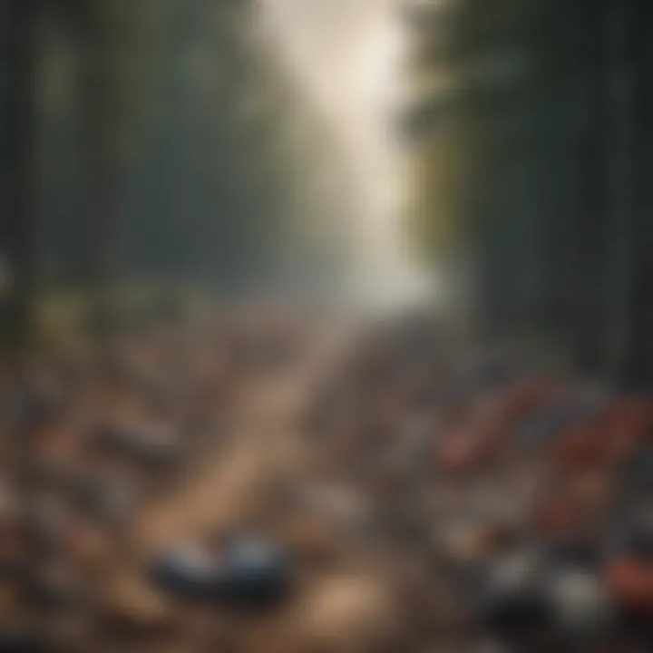 Environmental Consequences of Overconsumption Overflowing landfill with waste pollution