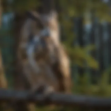 Owl perched on a tree branch at dusk