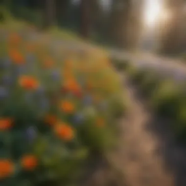 Vibrant wildflowers blooming on the Pacific Bike Trail