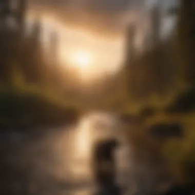 Dusk's Elegance Silhouette of a brown bear against the setting sun