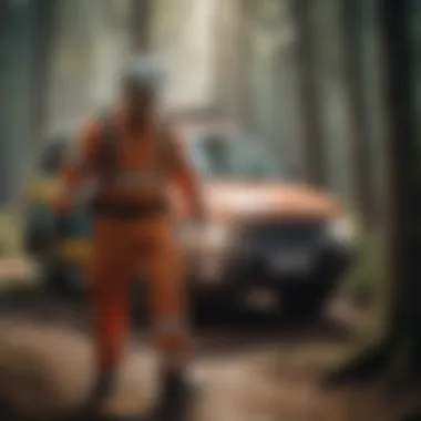 Paramedic in action at a high-tech emergency response scene