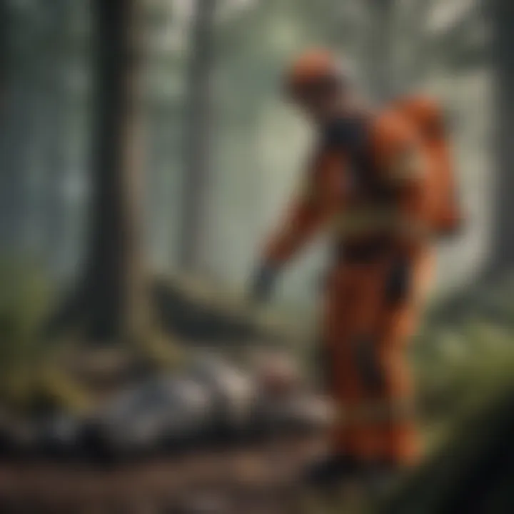 Paramedic conducting life-saving procedures in a disaster relief operation