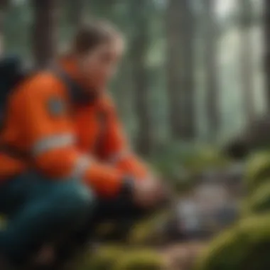 Paramedic providing urgent care in a remote wilderness setting