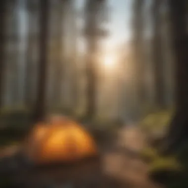 A serene campsite along the Pacific Crest Trail with a sunset backdrop