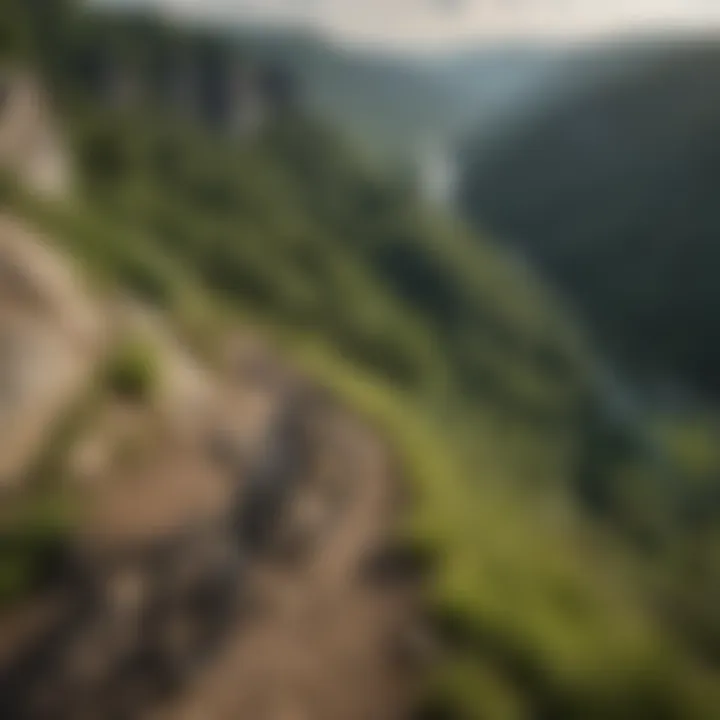 Dramatic cliff-side trail overlooking a picturesque valley