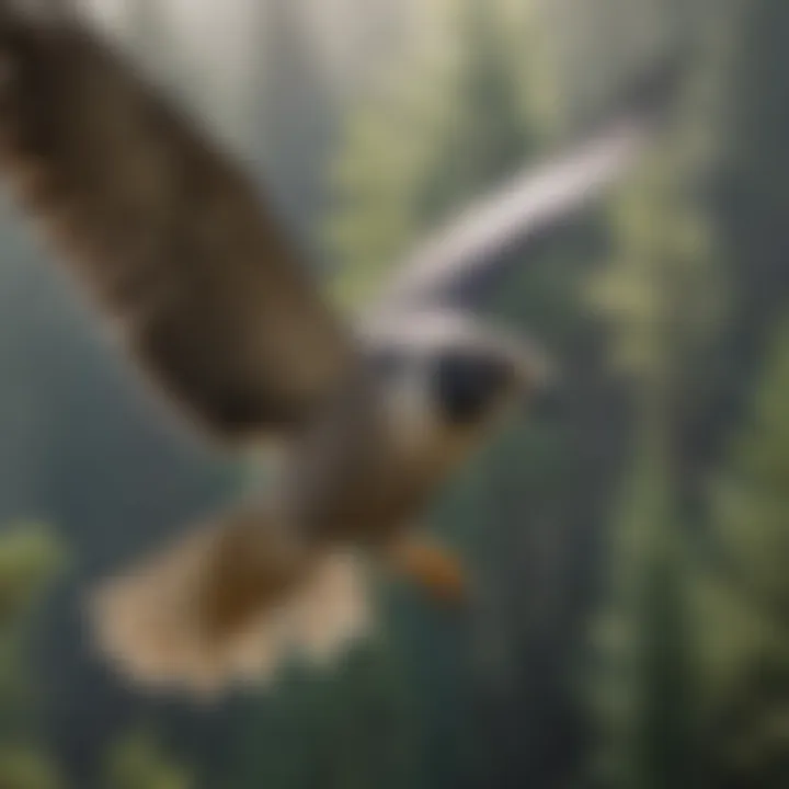 Aerial View of Peregrine Falcon in Flight