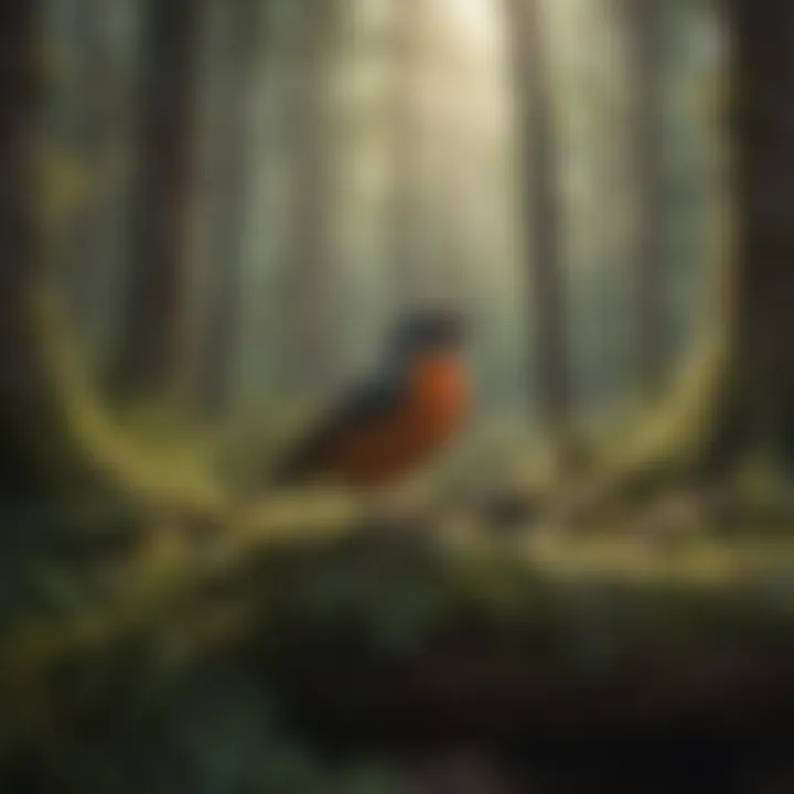 Melodies of the Phoebe Bird Artistic representation of the melodious calls of the Phoebe bird