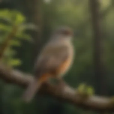 Graceful Perch of the Phoebe Bird Illustration of a Phoebe bird perched on a tree branch