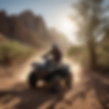 ATV rider navigating rocky desert terrain