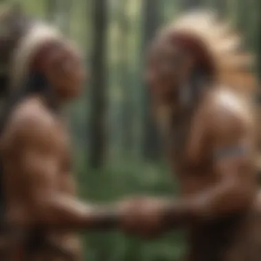 Cultural Exchange with Indigenous Tribes Artistic Representation of Pierre Marquette Interacting with Native Americans