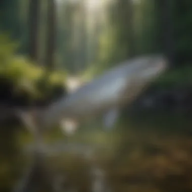 Majestic pin whitefish swimming gracefully in forest stream