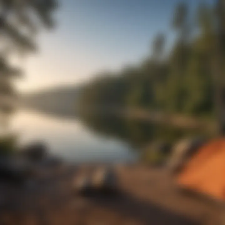 Scenic view of Lake Ouachita with camping options in the foreground