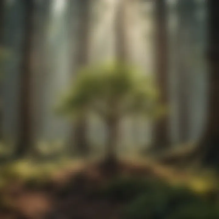 The Beauty of New Beginnings A serene forest landscape with a young tree
