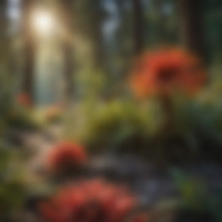 Colorful array of native flowering plants attracting pollinators