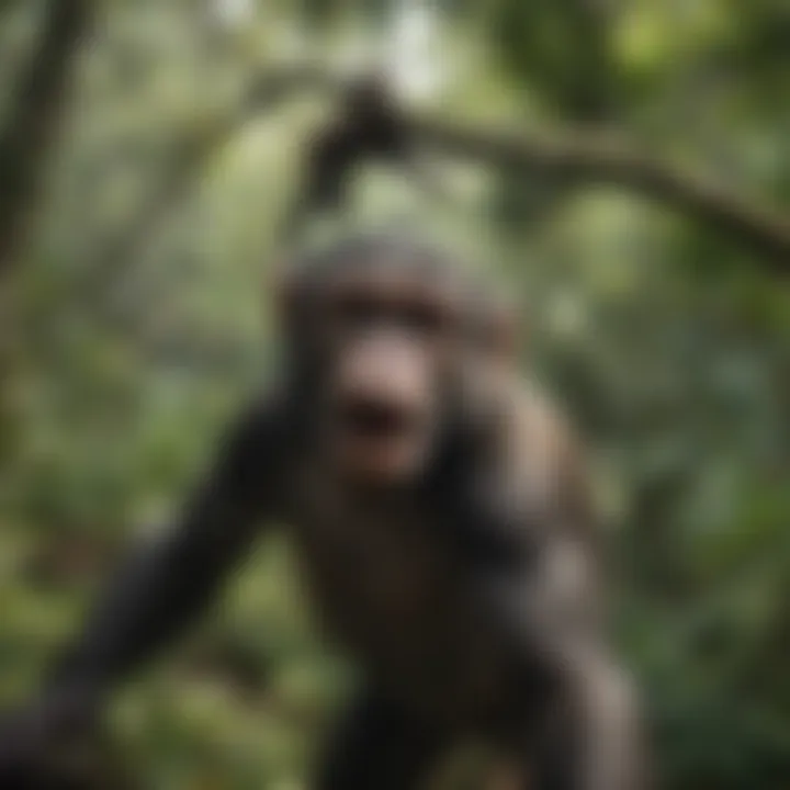 Curious Monkeys Swinging Through Trees Playful Monkeys in El Yunque National Forest