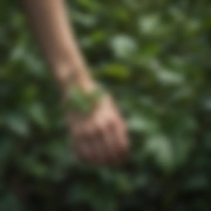 Hand Holding Poison Ivy Plant with Identifying Features
