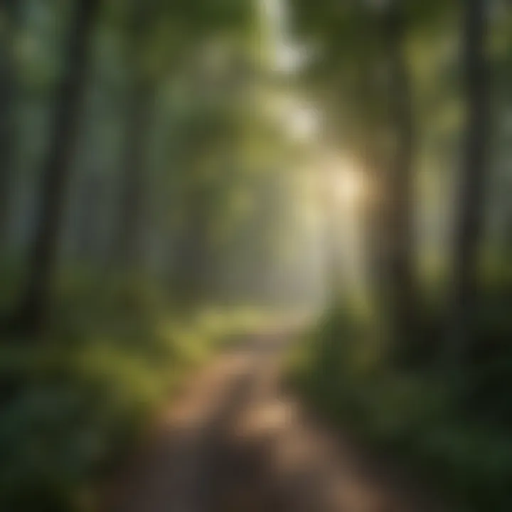 A scenic path winding through the forest, illustrating the trail's recreational appeal