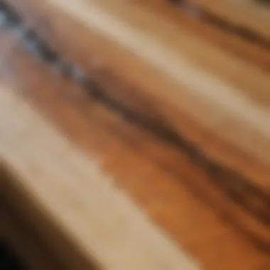 Close-up of polyurethane glue bonding wood pieces under pressure