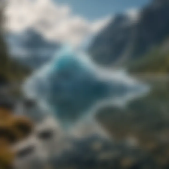 Crystal-clear reflection of glacier in tranquil waters