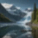 Majestic glacier towering over serene lake