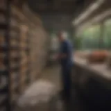 Post office worker sorting mail