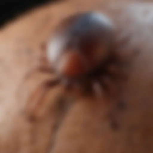 Detailed view of a tick on skin