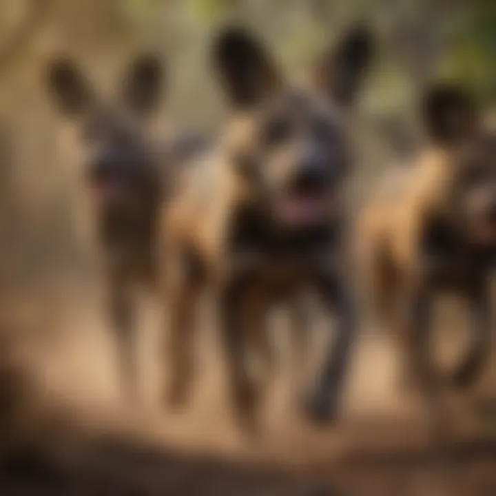 Powerful Pack of African Wild Dogs