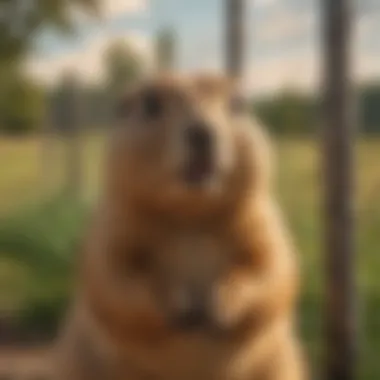 Prairie Dog Close-Up with Fence Close-up of a prairie dog near a protective fence