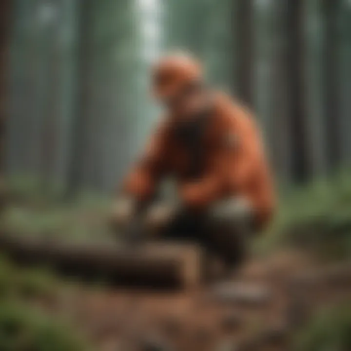 Forestry Worker Using Precision Tools