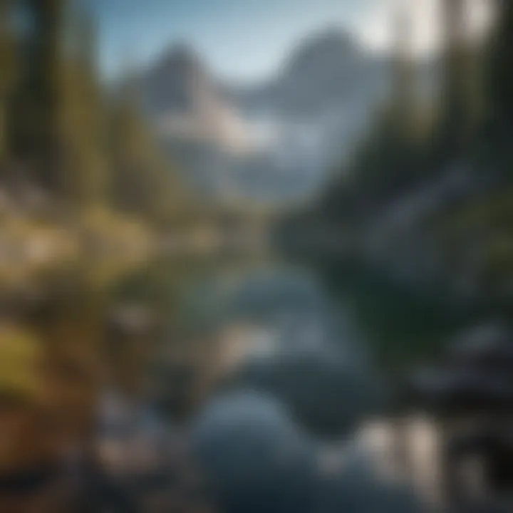 Crystal clear alpine lake reflecting the surrounding wilderness